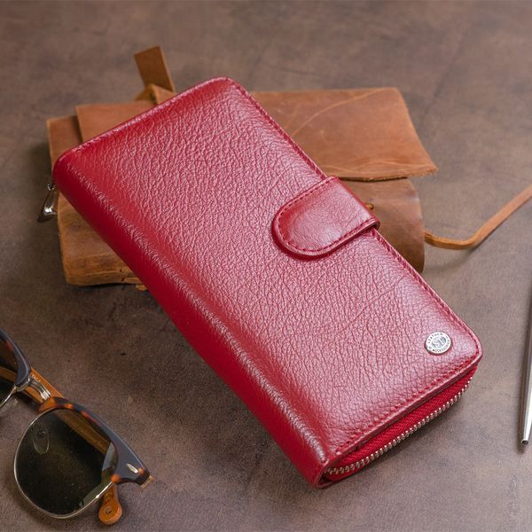 Вертикальний місткий гаманець для карток зі шкіри жіночий ST Leather 19307 Бордовий 19307 фото