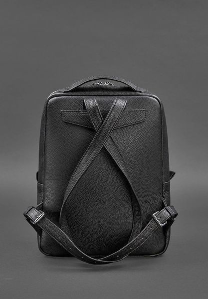 Шкіряний жіночий міський рюкзак на блискавці Cooper чорний флотар BN-BAG-19-onyx фото