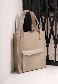 Шкіряна жіноча сумка шоппер Бетсі з кишенею світло-бежева Краст BN-BAG-10-1-light-beige фото
