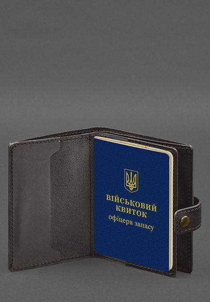 Кожаная обложка-портмоне для военного билета офицера запаса (узкий документ) Темно-коричневый BN-OP-21-choko фото