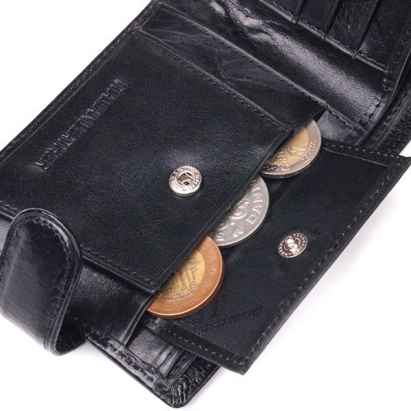 Мужской кошелек из натуральной гладкой кожи в два додавання ST Leather 19409 Чёрный 19409 фото
