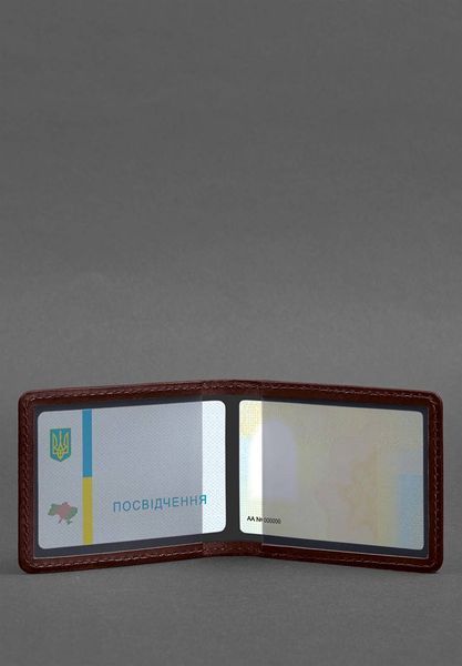Кожаная обложка для удостоверения с гербом бордовая BN-IDC-2-vin фото