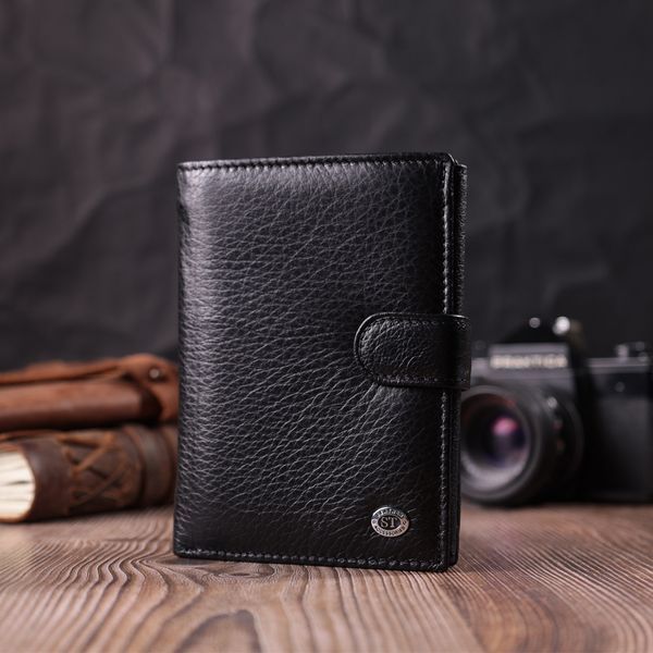 Мужской кошелек с блоком под документы из натуральной кожи ST Leather 22478 Чёрный 22478 фото