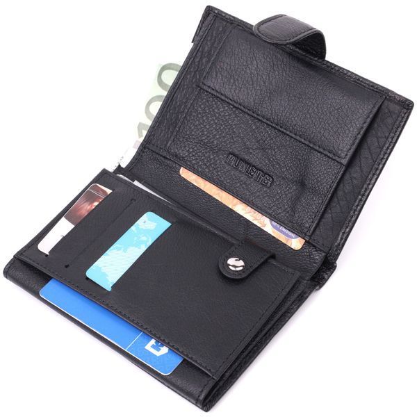 Мужской кошелек с блоком под документы из натуральной кожи ST Leather 22478 Чёрный 22478 фото