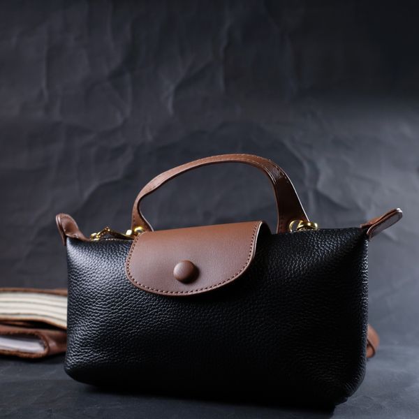 Сумка з клапаном з натуральної шкіри Vintage 22252 Чорна 22252 фото