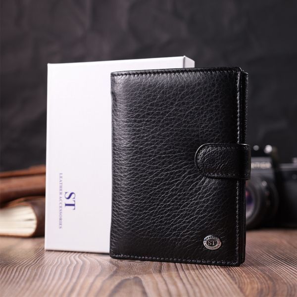 Мужской кошелек с блоком под документы из натуральной кожи ST Leather 22478 Чёрный 22478 фото
