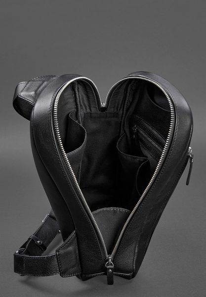 Кожаный мужской рюкзак (сумка-слинг) на одно плечо Chest Bag черный BN-BAG-42-g фото
