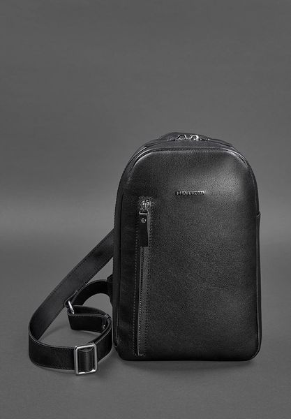 Кожаный мужской рюкзак (сумка-слинг) на одно плечо Chest Bag черный BN-BAG-42-g фото