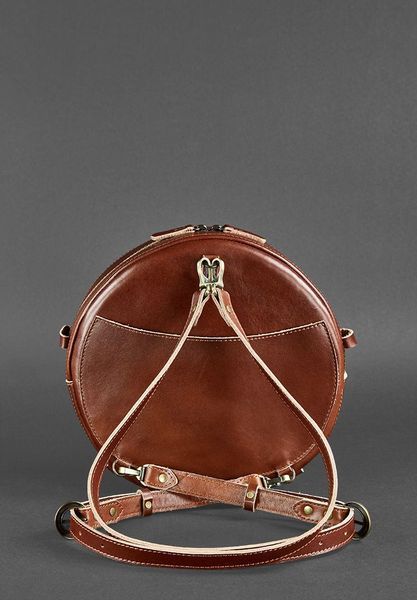 Кожаная женская круглая сумка-рюкзак Maxi светло-коричневая BN-BAG-30-k фото