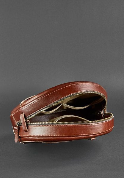 Кожаная женская круглая сумка-рюкзак Maxi светло-коричневая BN-BAG-30-k фото