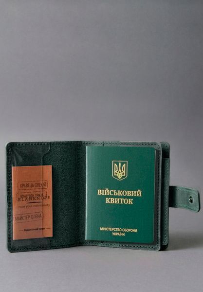 Обкладинка-портмоне для військового квитка та посвідчення УБД зелений Crazy Horse BN-OP-37-iz фото