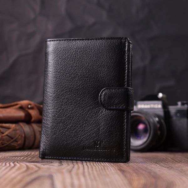 Гаманець чоловічий з блоком під документи з натуральної шкіри ST Leather 22491 Чорний 22491 фото