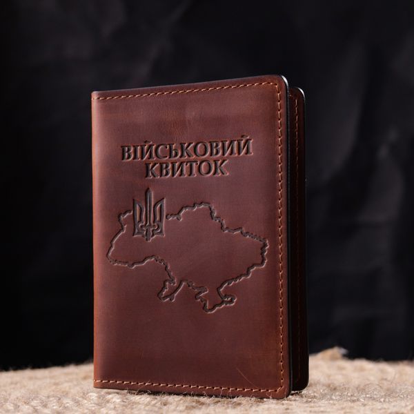 Обкладинка на військовий квиток у вінтажній шкірі Карта GRANDE PELLE 16782 Світло-коричнева 16782 фото