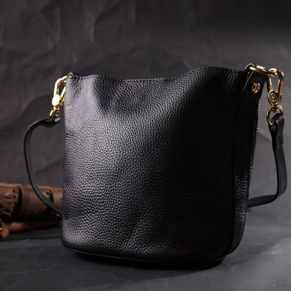 Кожаная женская сумка из автономною косметичкою внутри Vintage 22363 Чёрная 22363 фото