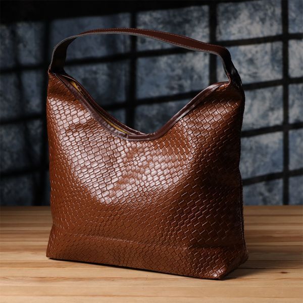 Женская сумка из переплетённой экокожи Vintage sale_15142 Коричневый sale_15142 фото
