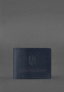 Шкіряна обкладинка для дозволу на зброю темно-синя BN-OP-12-navy-blue фото