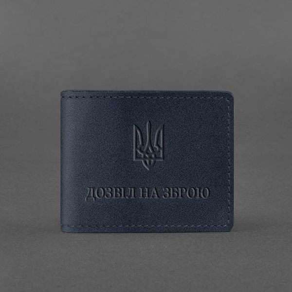 Кожаная обложка для разрешения на оружие темно-синяя BN-OP-12-navy-blue фото