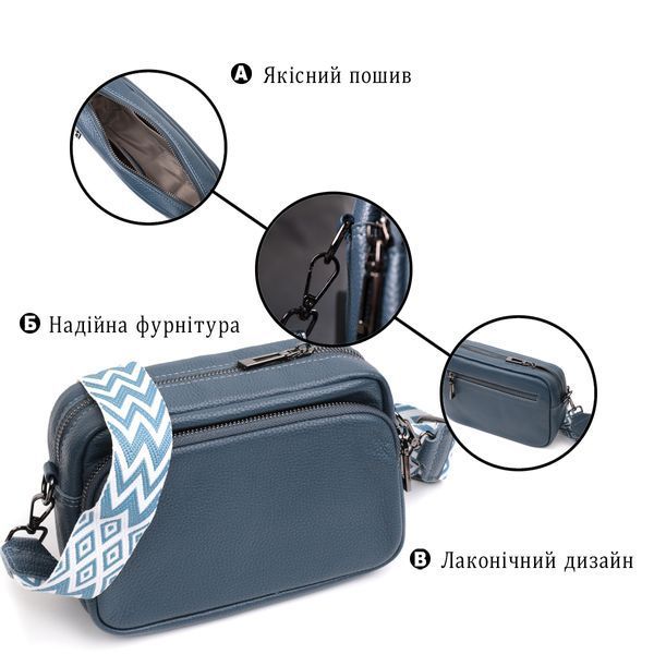 Жіноча сумка крос-боді з натуральної шкіри Vintage 22297 Синя 22297 фото