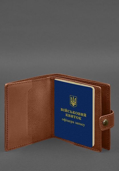 Кожаная обложка-портмоне для военного билета офицера запаса (широкий документ) Светло-коричневый BN-OP-22-k фото