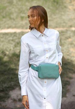 Шкіряна жіноча поясна сумка Dropbag Mini бірюзова BN-BAG-6-tiffany фото