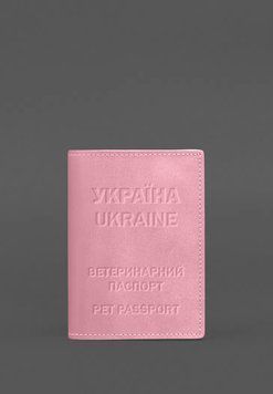 Шкіряна обкладинка на ветеринарний паспорт 2.0 рожева BN-OP-35-pink-peach фото