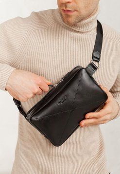 Шкіряна поясна сумка Dropbag Maxi чорна Krast BN-BAG-20-g фото