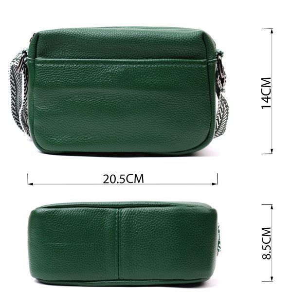 Сумка на одне відділення із натуральної шкіри Vintage 22603 Зелена 22603 фото
