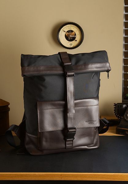 Рюкзак Urban чорний з коричневими вставками BN-BAG-61-choko-g фото