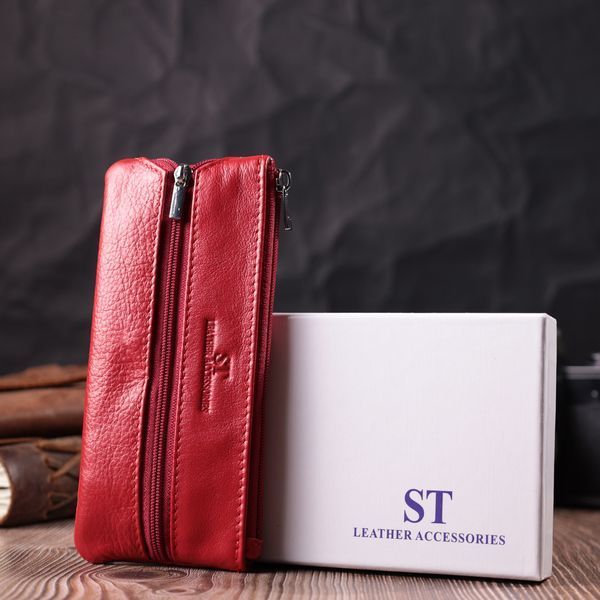 Яскрава шкіряна ключниця на блискавці ST Leather 22557 Червоний 22557 фото