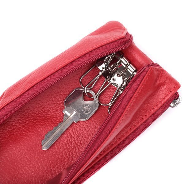 Яскрава шкіряна ключниця на блискавці ST Leather 22557 Червоний 22557 фото