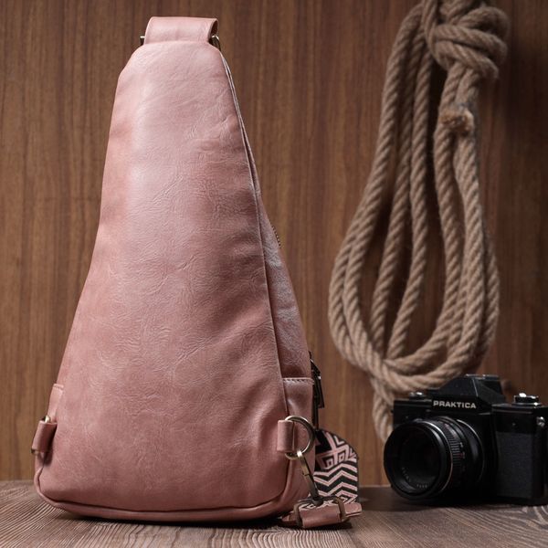 Женская сумка с акцентом на текстильную лямку из гладкой экокожи Vintage 22772 Розовый 22772 фото
