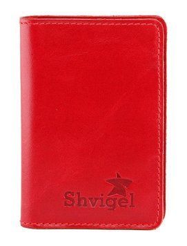Шкіряна яскрава візитниця Shvigel 00116 червона 00116 фото