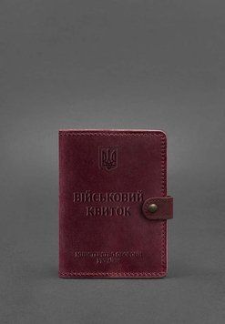 Кожаная обложка-портмоне для военного билета 15.0 бордовая Crazy Horse BN-OP-15-vin-kr фото