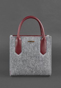 Фетрова жіноча сумка-кроссбоді Blackwood з шкіряними бордовими вставками BN-BAG-28-felt-vin фото