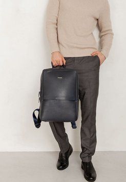 Темно-синій шкіряний чоловічий рюкзак Foster 1.0 BN-BAG-39-navy-blue фото