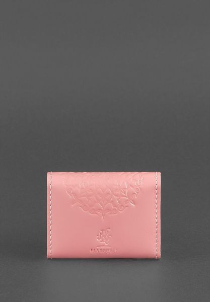 Жіночий шкіряний кард-кейс 3.0 (Гармошка) Рожевий з мандалою BN-KK-3-pink-peach фото