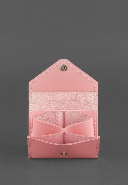 Жіночий шкіряний кард-кейс 3.0 (Гармошка) Рожевий з мандалою BN-KK-3-pink-peach фото