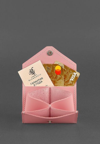 Жіночий шкіряний кард-кейс 3.0 (Гармошка) Рожевий з мандалою BN-KK-3-pink-peach фото