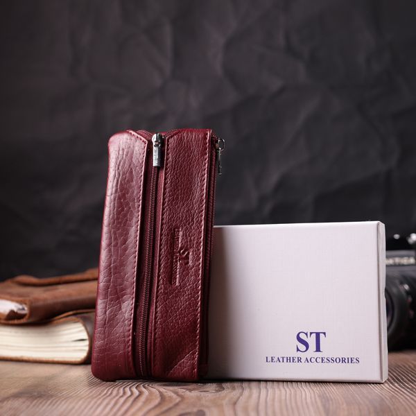 Шкіряна ключниця на блискавці ST Leather 22558 Бордовий 22558 фото