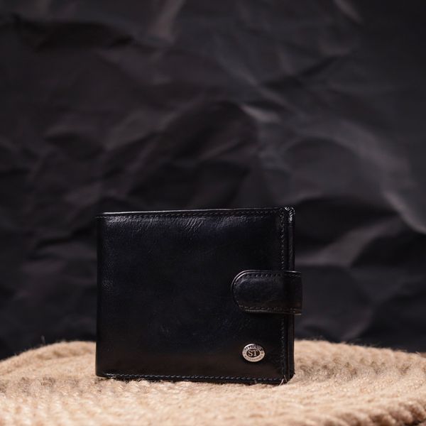 Чоловічий гаманець середнього розміру із натуральної шкіри ST Leather 19412 Чорний 19412 фото