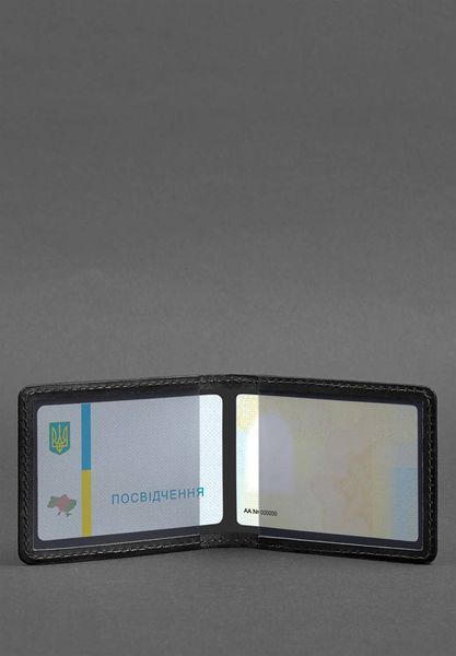 Кожаная обложка для удостоверения с гербом черная BN-IDC-2-g фото