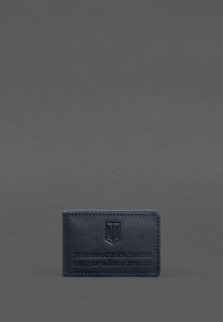 Кожаная обложка на удостоверение ДСНС с карманом синяя BN-OP-14-1-navy-blue фото