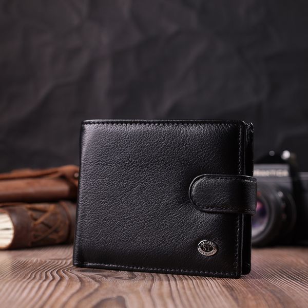 Кошелек мужской среднего размера из натуральной кожи ST Leather 22473 Чёрный 22473 фото