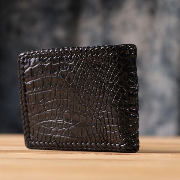 Портмоне CROCODILE LEATHER 18004 из натуральной кожи крокодила Чёрное 18004 фото