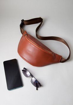 Шкіряна поясна сумка-бананка Kanny світло-коричнева BN-BAG-59-k фото