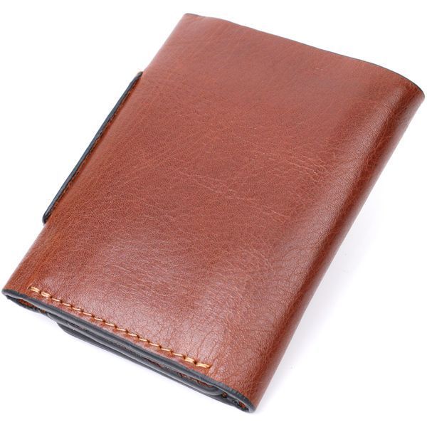 Кошелек из натуральной кожи в три додавання GRANDE PELLE 11662 Коричневый 11662 фото