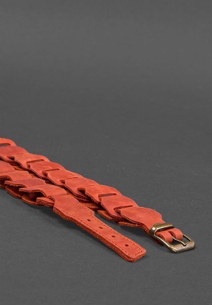 Жіночий шкіряний бохо-ремінь кораловий BN-BELT-1-coral фото