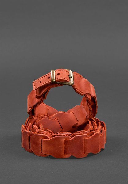 Жіночий шкіряний бохо-ремінь кораловий BN-BELT-1-coral фото