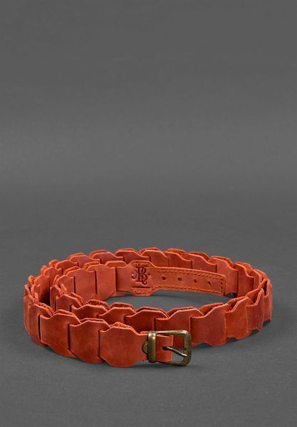 Жіночий шкіряний бохо-ремінь кораловий BN-BELT-1-coral фото