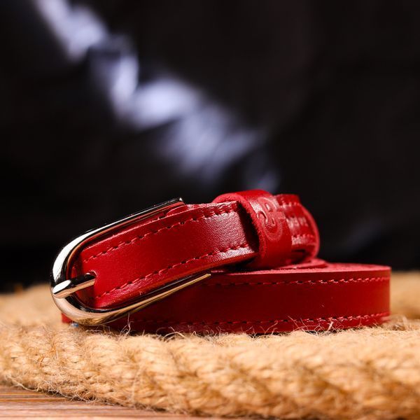 Вузький женский ремень из натуральной кожи Grande Pelle 21440 Красный 21440 фото